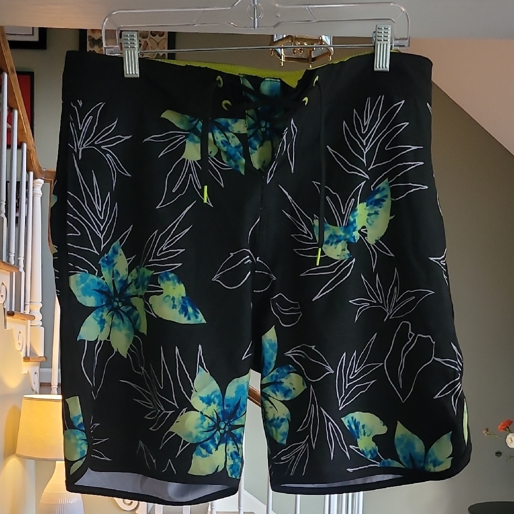 Burnside Black and Blue Board Shorts Swimwear